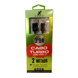 Cabo Carregador e DadosTurbo 3A USB-C Para Samsung S de 2m