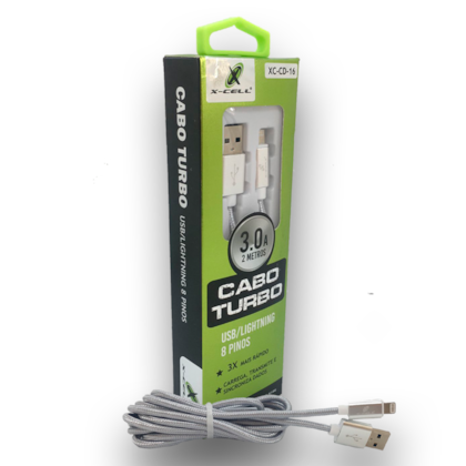 Cabo Carregador Para iPhone Ipad Ipod 2m Lightning Turbo 3A Cabo Carregador Para iPhone Ipad Ipod 2m Lightning Turbo 3A