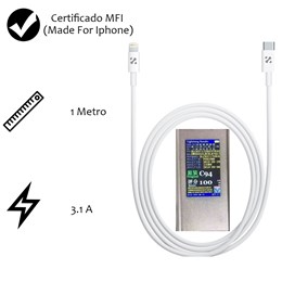 Cabo Lightning para Iphone Homologado Certificado 3.1A 1m