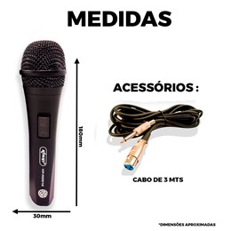 Kit 2 x Microfone Profissional Para Karaoke Musica com Cabo Cor:preto