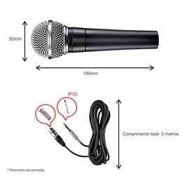Microfone Profissional Dinamico M-58 Para Palestra Karaoke Estudio