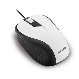 Mouse Emborrachado Branco e Preto com Fio Usb MO224