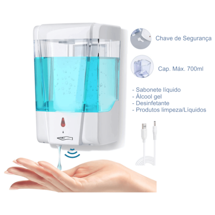 Saboneteira Automática Com Sensor Dispenser 700ml Álcool Gel Saboneteira Automática Com Sensor Dispenser 700ml Álcool Gel