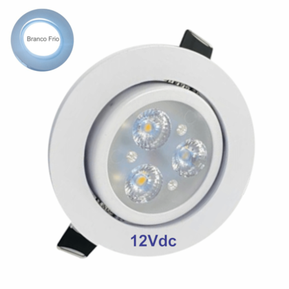 Spot Led De Embutir Teto 3W 12V. BRANCO FRIO Spot Led De Embutir Teto 3W 12V. BRANCO FRIO